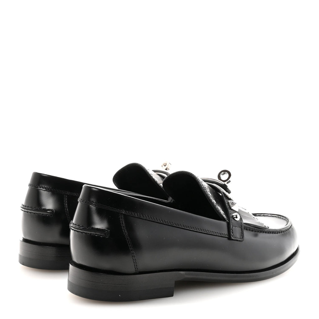 Glazed Calfskin Medor Studded Fringe Womens Destin Loafer 35 Black wholesalehk.shop