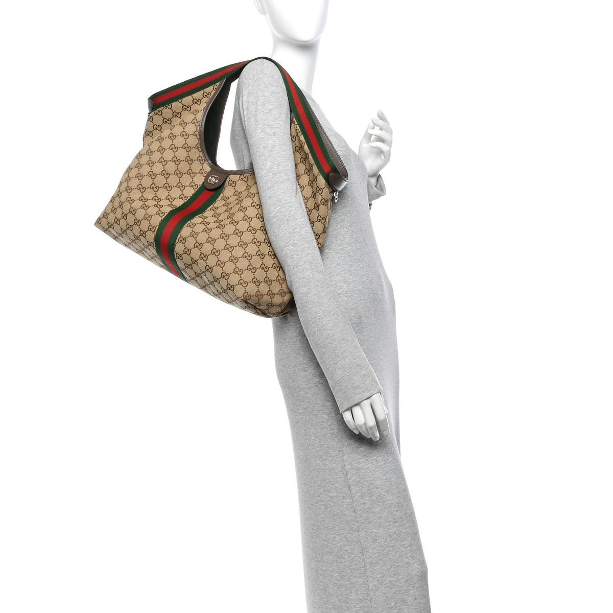GG Monogram Web Large Giglio Tote Beige Brown wholesalehk.shop