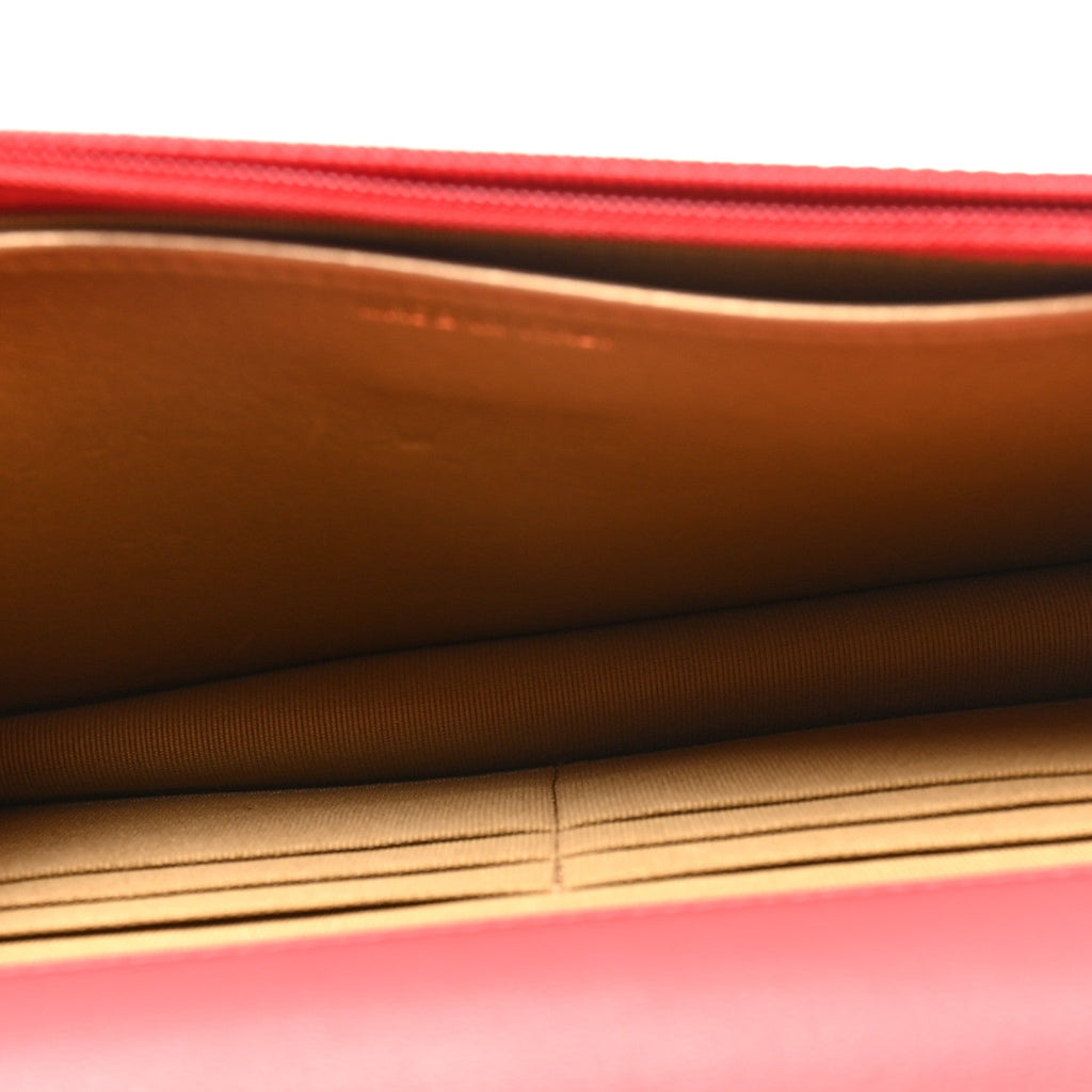 Lambskin Quilted CC Pearl Crush Wallet On Chain WOC  Red wholesalehk.shop