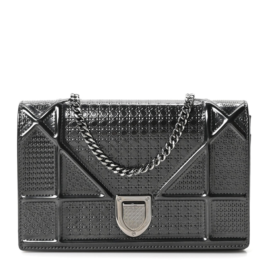 Metallic Patent Micro-Cannage Diorama Wallet on Chain Pouch Onyx Black ¡§ Direct shipment via from wholesalehk.shop