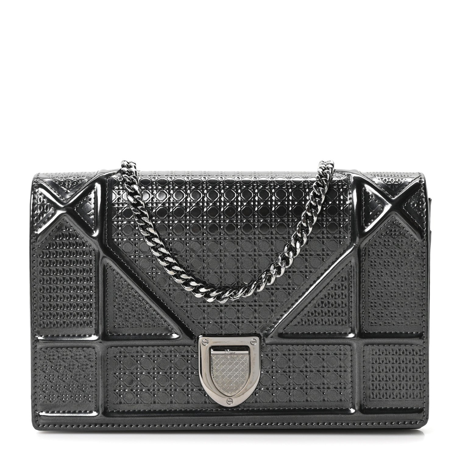 Metallic Patent Micro-Cannage Diorama Wallet on Chain Pouch Onyx Black ¡§ Direct shipment via from wholesalehk.shop
