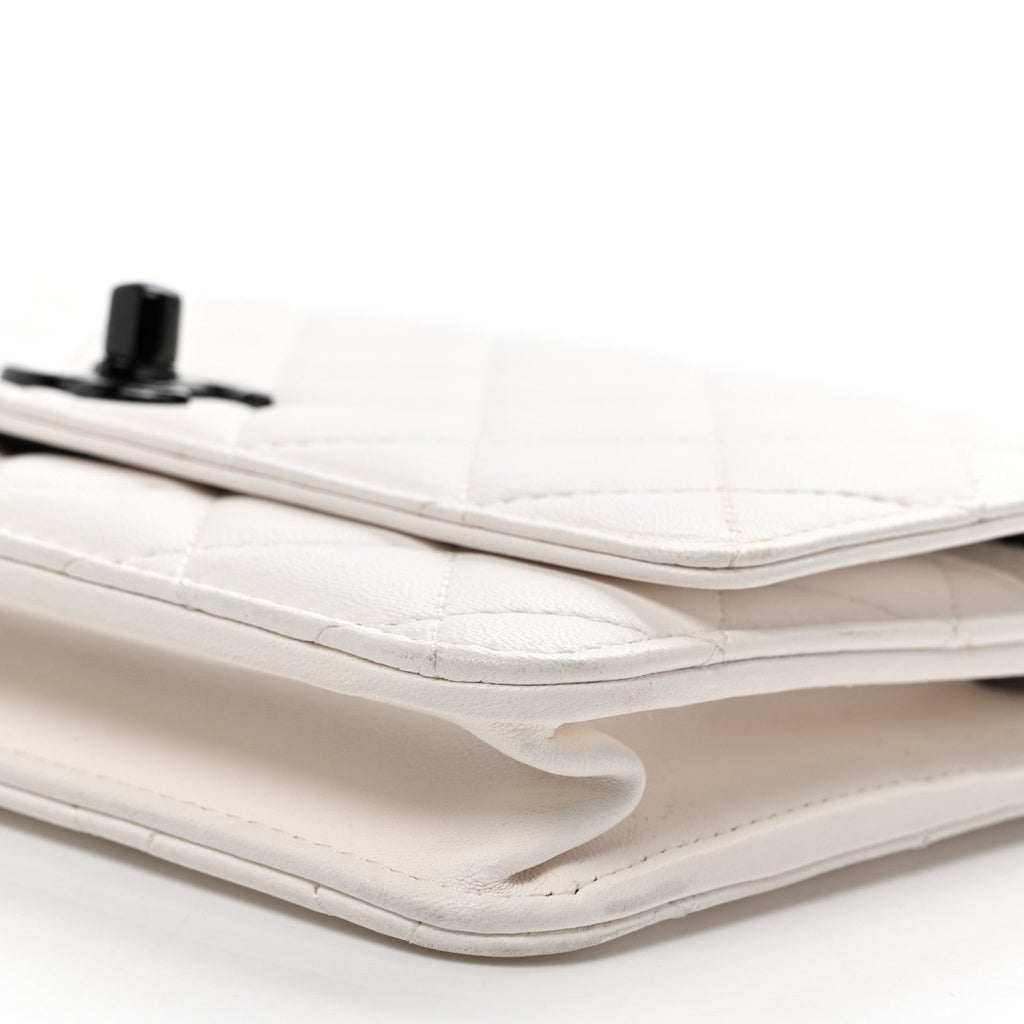 Lambskin Quilted Mini Trendy CC Wallet On Chain WOC White wholesalehk.shop