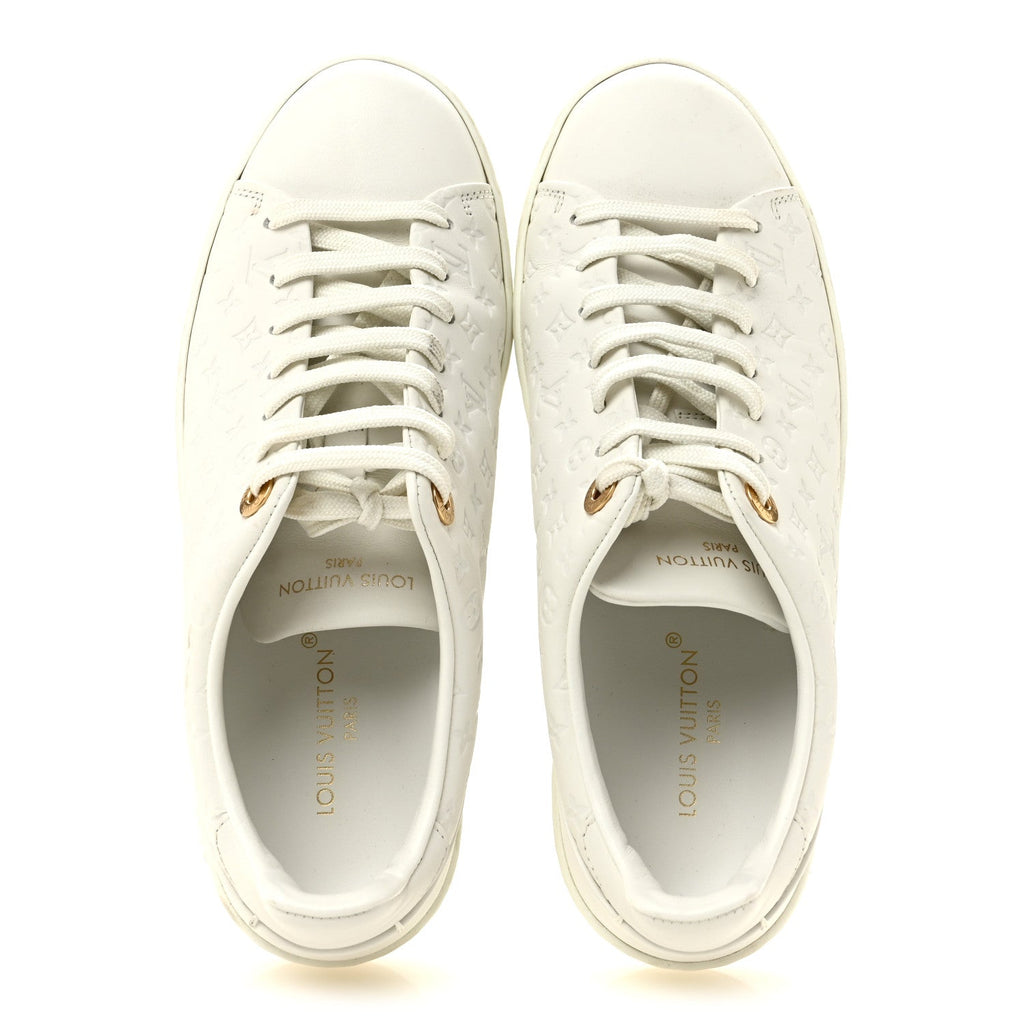 Calfskin Monogram Embossed Front Row Sneakers 36 White £¨ Direct shipment via from wholesalehk.shop
