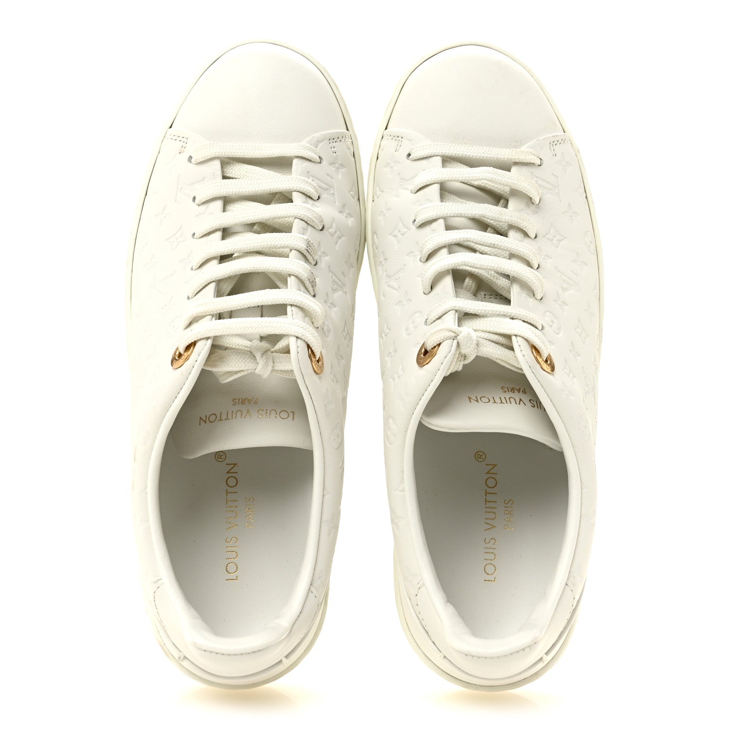 Calfskin Monogram Embossed Front Row Sneakers 36 White £¨ Direct shipment via from wholesalehk.shop