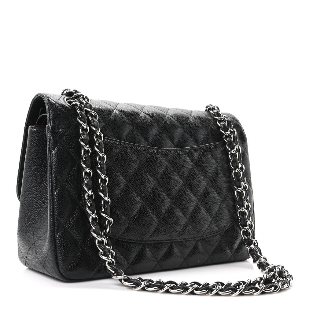 Caviar Quilted Jumbo Double Flap Black wholesalehk.shop