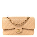 Caviar Quilted Medium Double Flap Beige wholesalehk.shop
