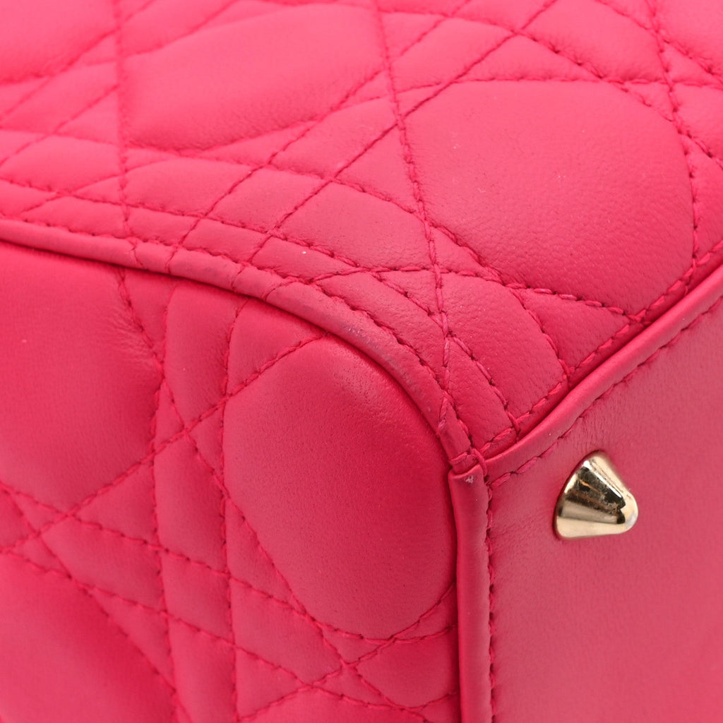 Lambskin Cannage Medium Lady Dior Fuchsia wholesalehk.shop