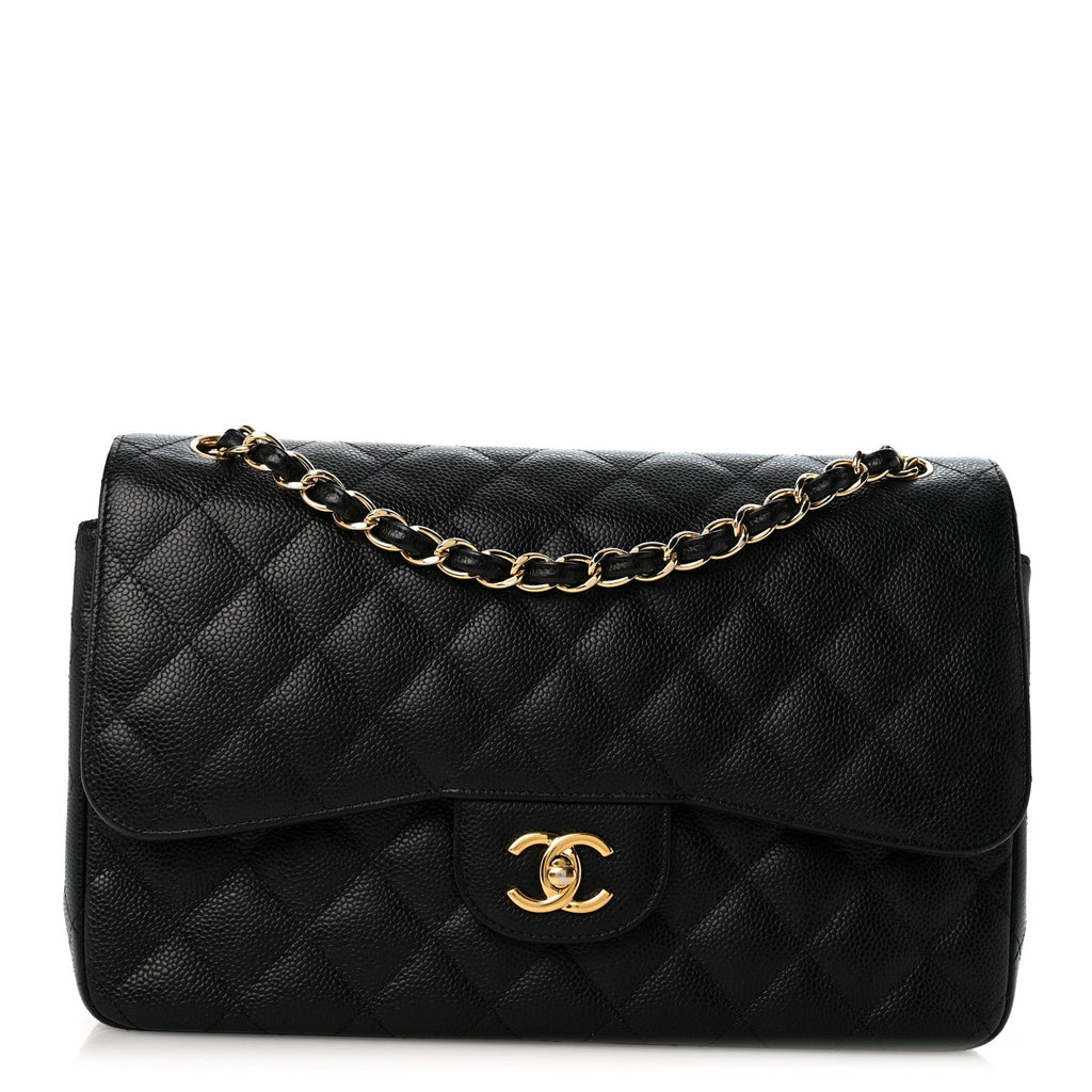 Caviar Quilted Jumbo Double Flap Black wholesalehk.shop