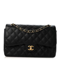 Caviar Quilted Jumbo Double Flap Black wholesalehk.shop