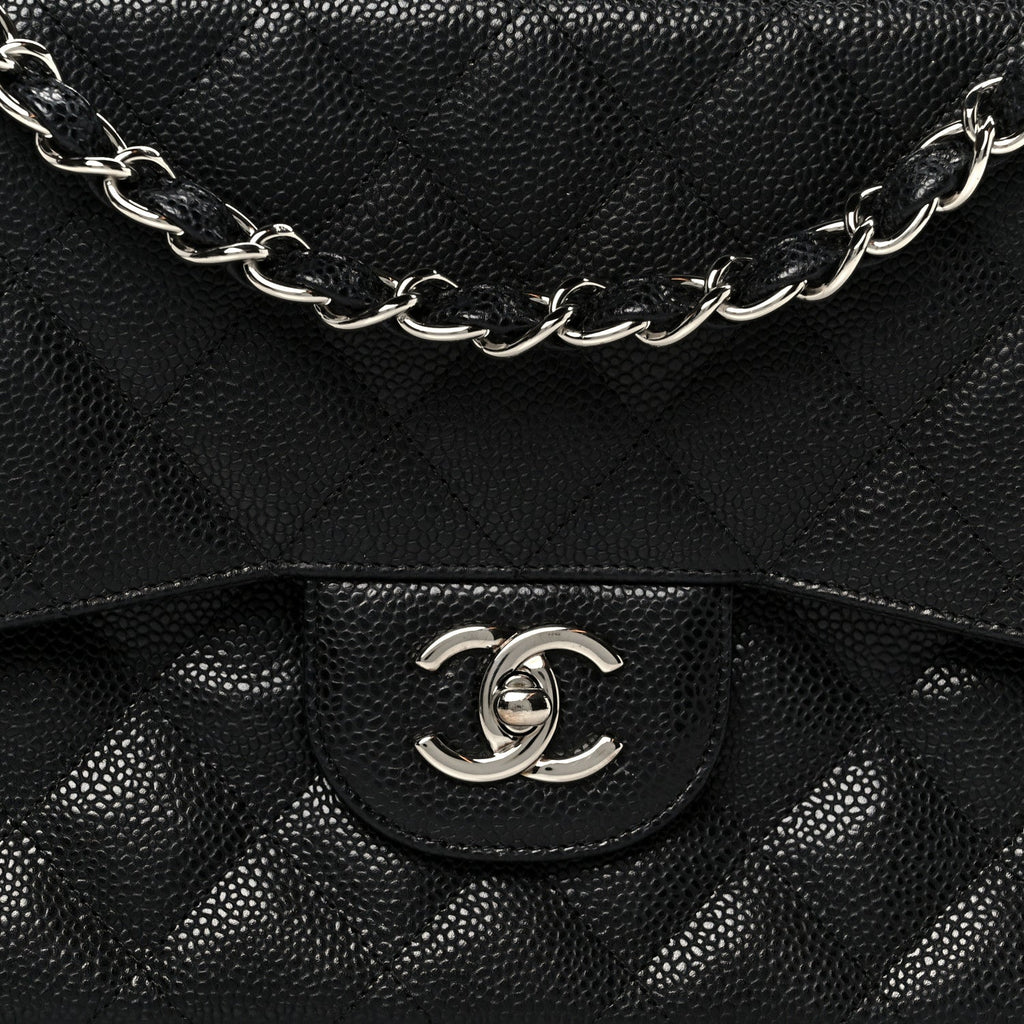 Caviar Quilted Jumbo Double Flap Black wholesalehk.shop