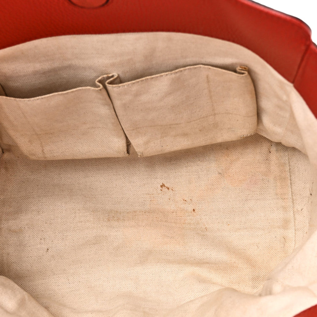Dollar Calfskin Small Swing Tote Red wholesalehk.shop