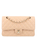 Caviar Quilted Medium Double Flap Beige wholesalehk.shop