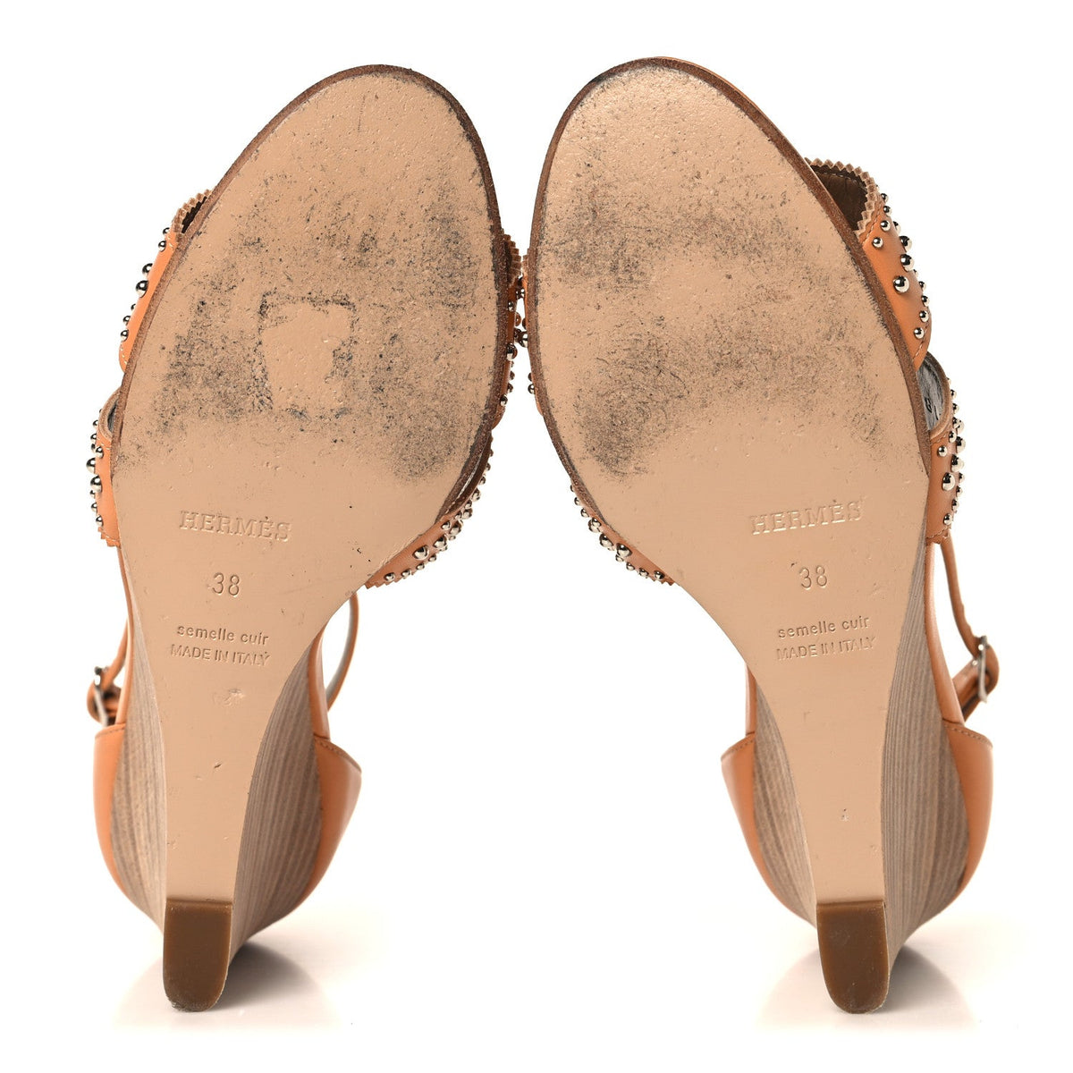 Calfskin Legend Wedge Sandals 38 Natural wholesalehk.shop