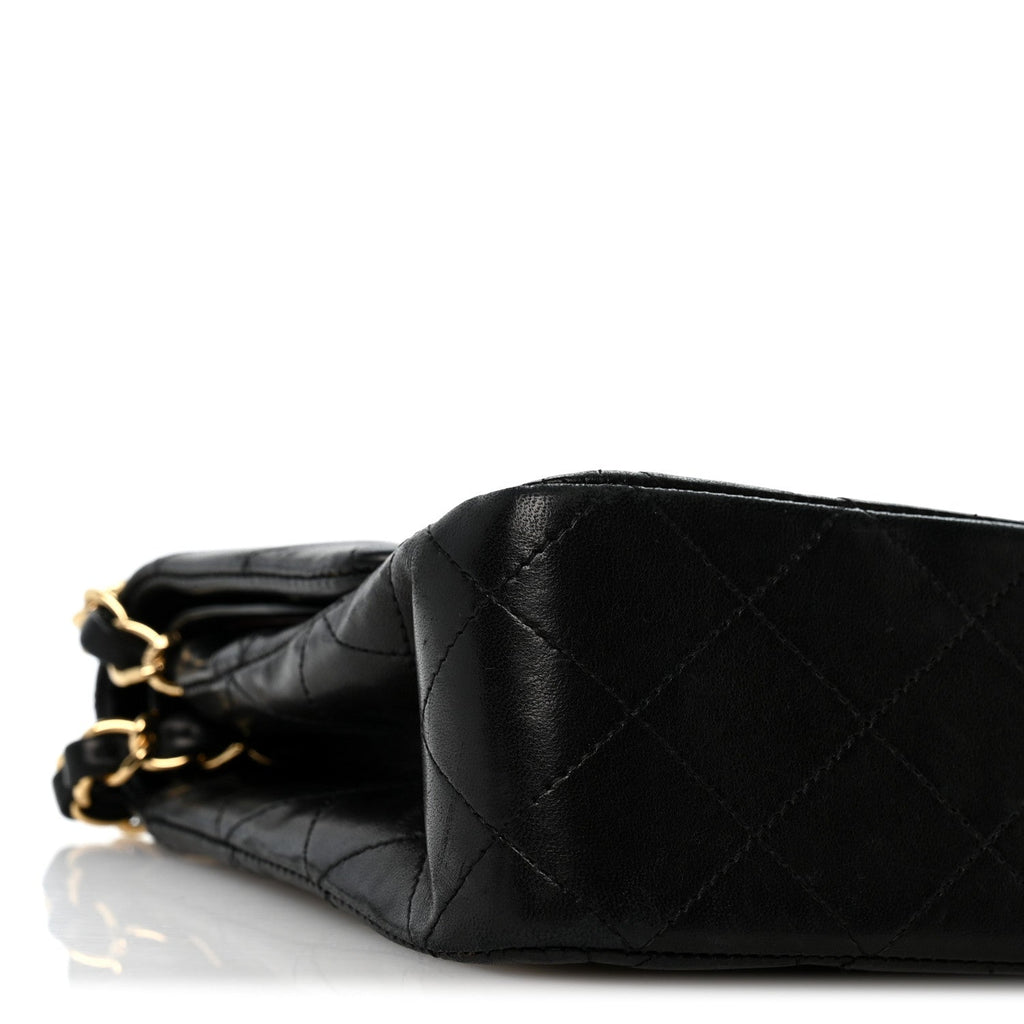 Lambskin Quilted Medium Double Flap Black wholesalehk.shop