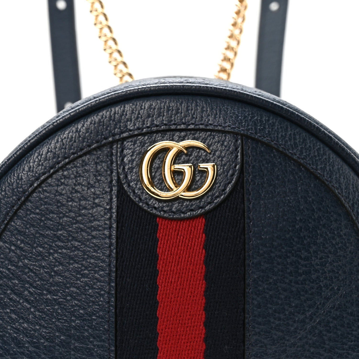 Textured Calfskin Web Mini Ophidia Round Backpack Blue Agata wholesalehk.shop