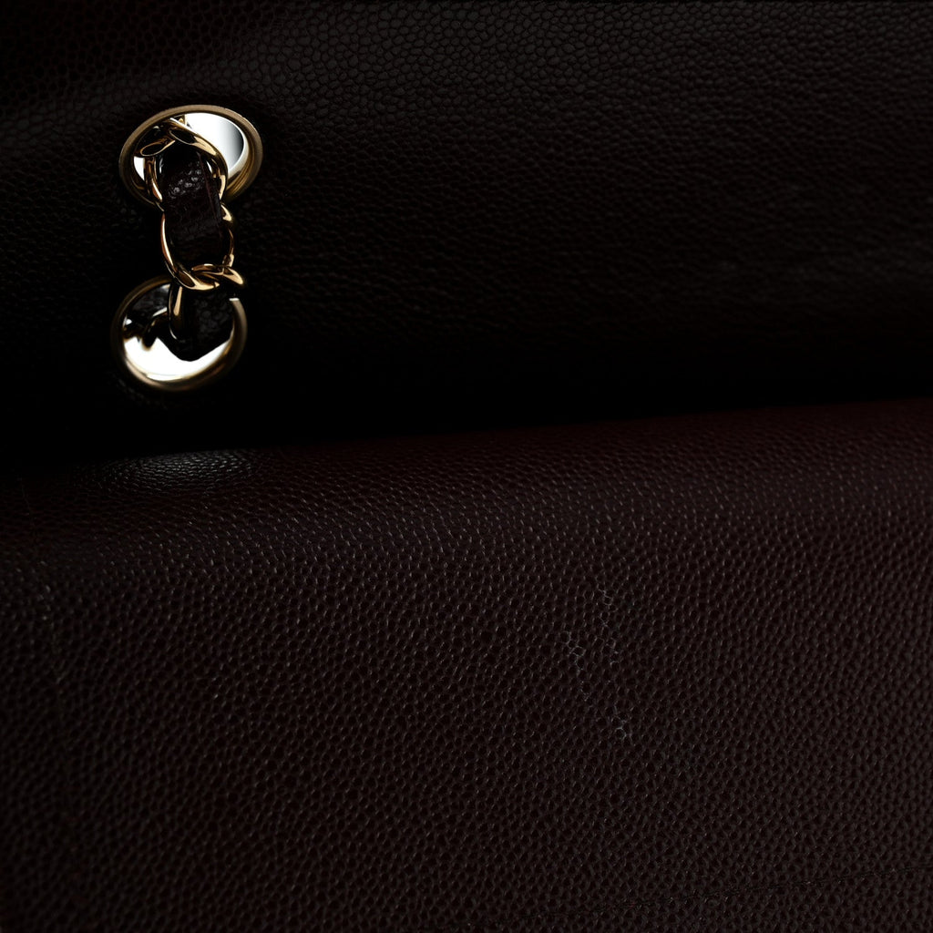 Caviar Quilted Medium Double Flap Dark Brown wholesalehk.shop