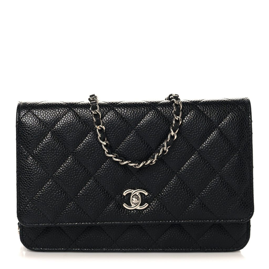Caviar Quilted CC Turnlock Wallet On Chain WOC Black wholesalehk.shop