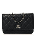 Caviar Quilted CC Turnlock Wallet On Chain WOC Black wholesalehk.shop