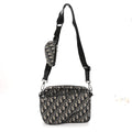 Oblique Saddle Triple Pouch Navy Blue wholesalehk.shop