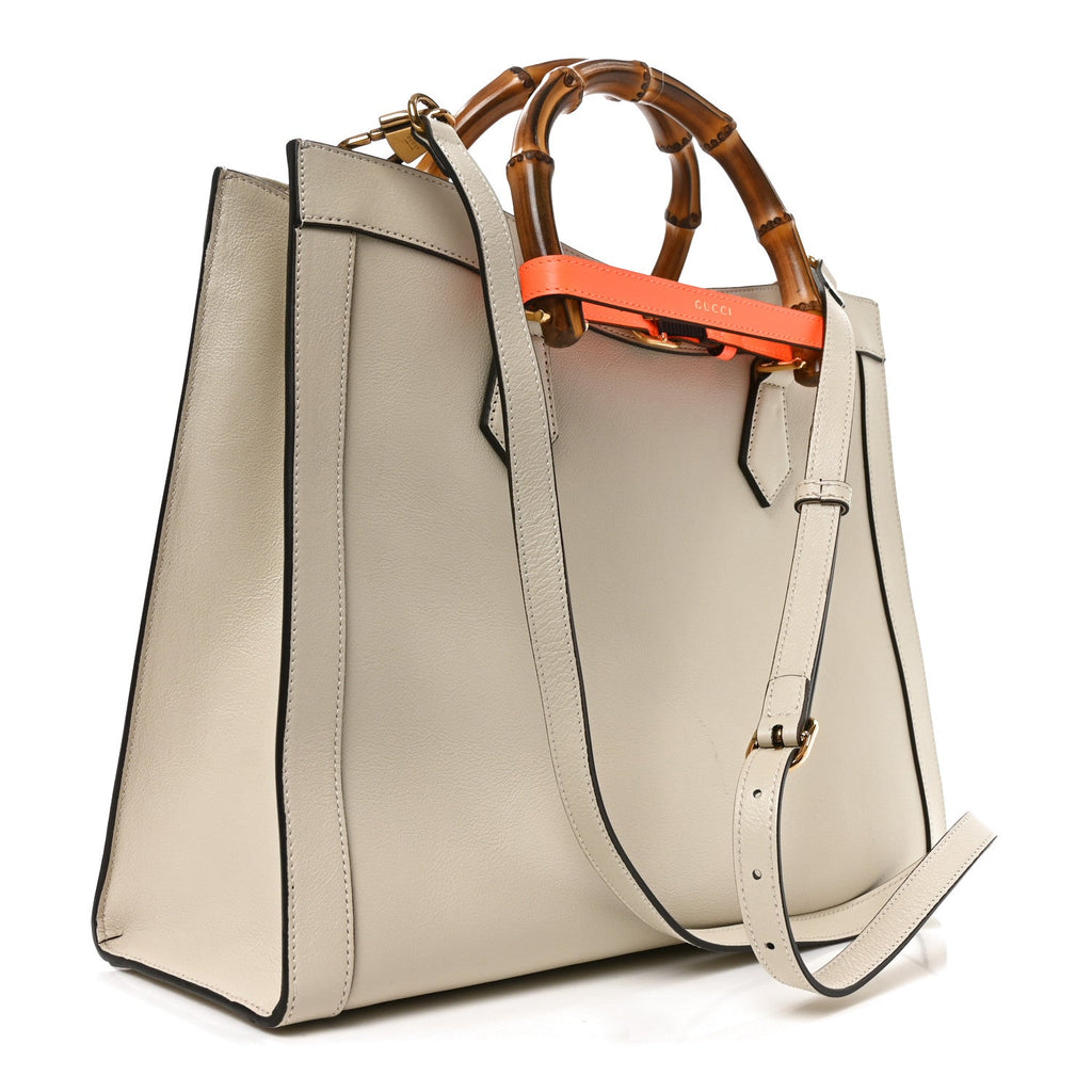 Wonka Grain Calfskin Medium Diana Tote Bag Mystic White Orange Fluo wholesalehk.shop