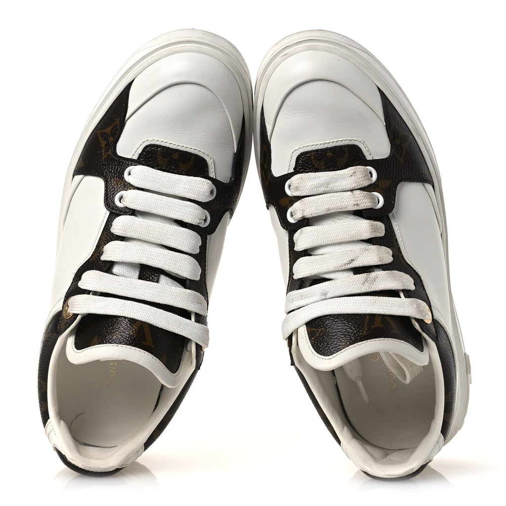 Calfskin Embossed Monogram Time Out Sneakers 36 White £¨ Direct shipment via from wholesalehk.shop