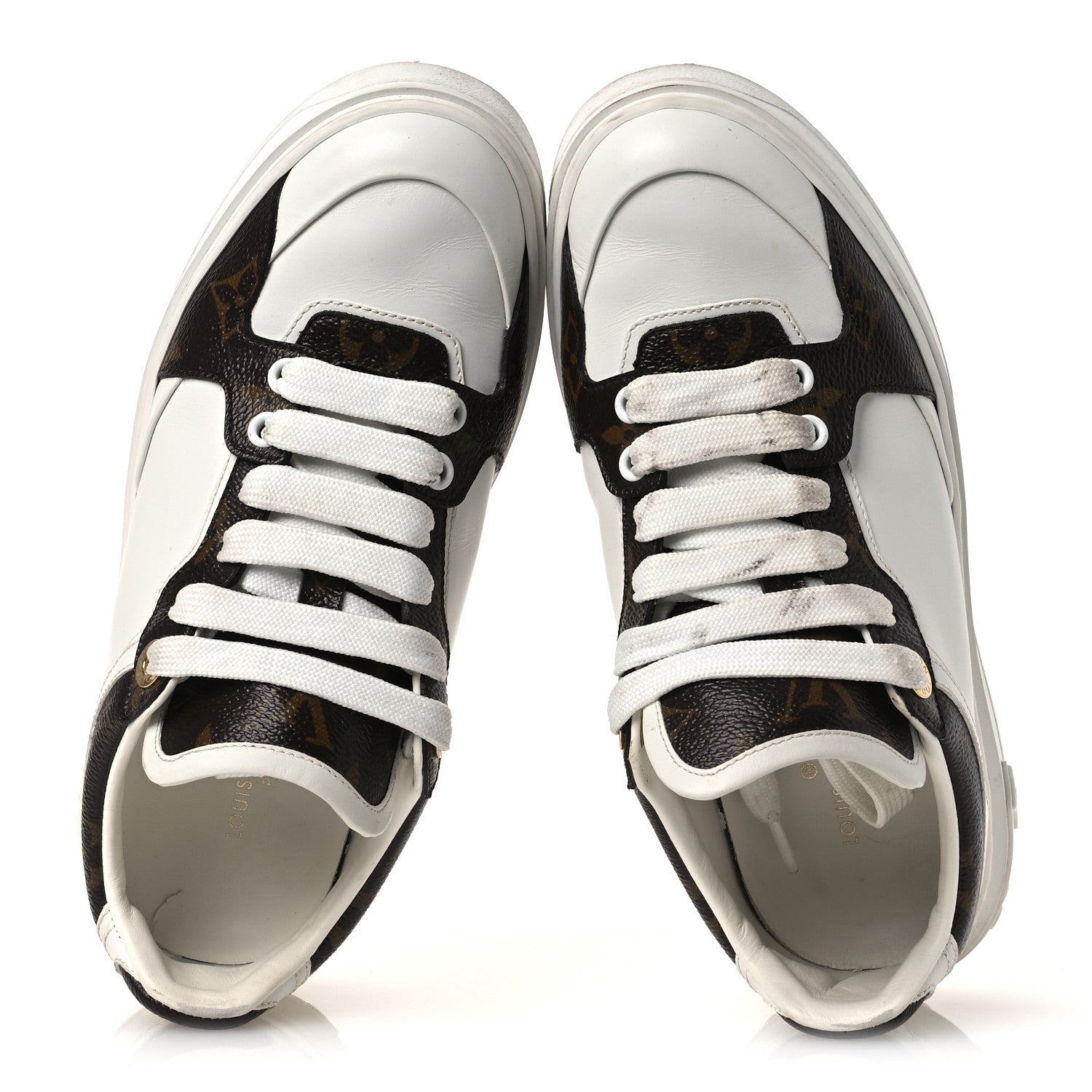 Calfskin Embossed Monogram Time Out Sneakers 36 White £¨ Direct shipment via from wholesalehk.shop