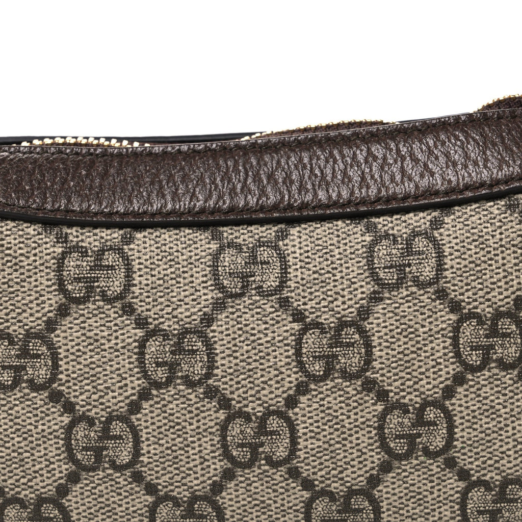 GG Supreme Monogram Textured Calfskin Web Mini Ophidia Half Moon Hobo Beige Ebony New Acero wholesalehk.shop