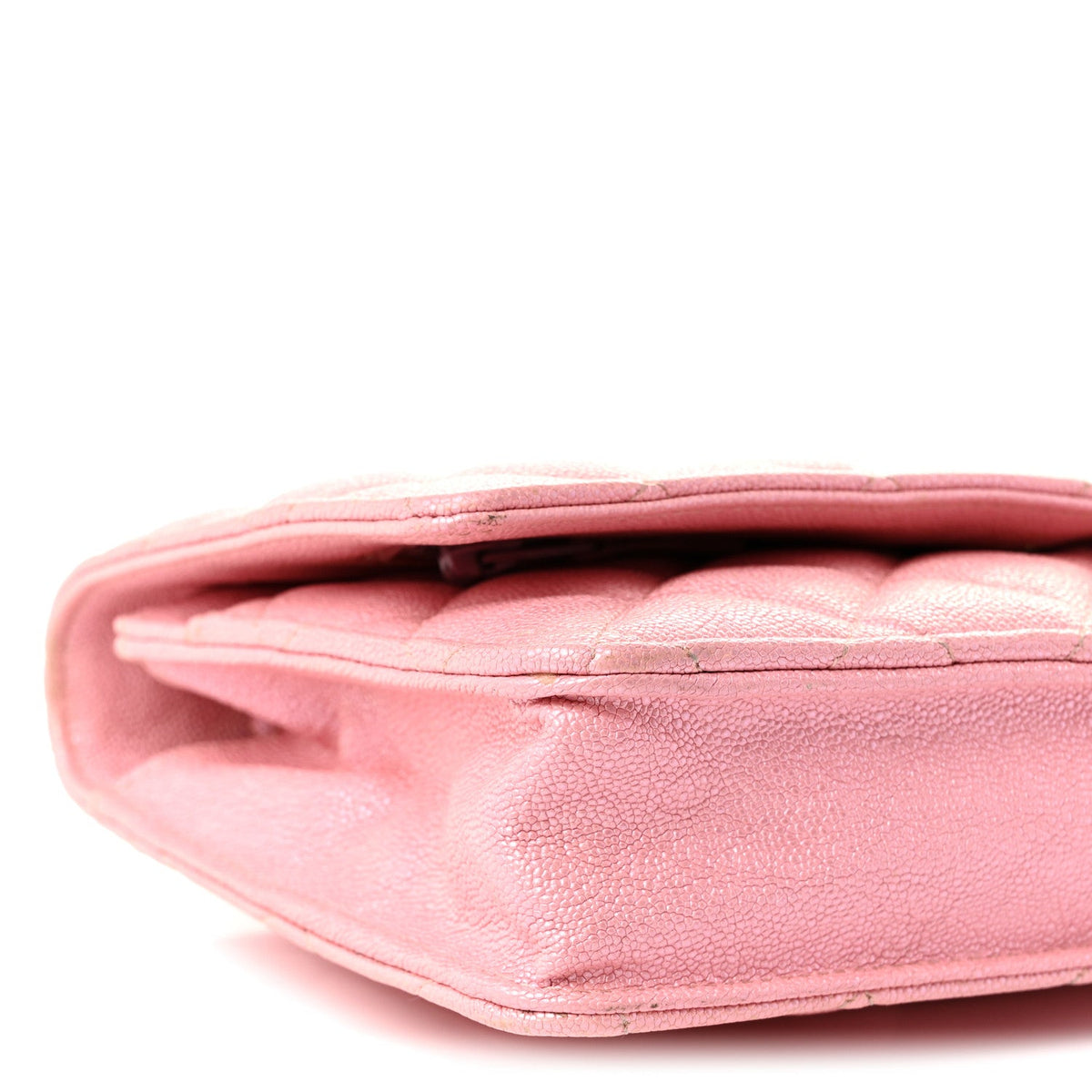 Iridescent Caviar Quilted Wallet on Chain WOC Rose Pink wholesalehk.shop