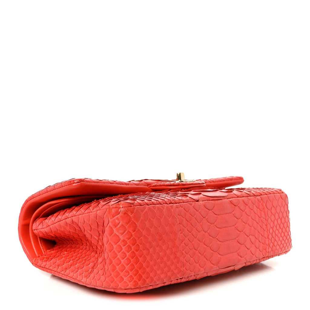 Snakeskin Medium Double Flap Red wholesalehk.shop