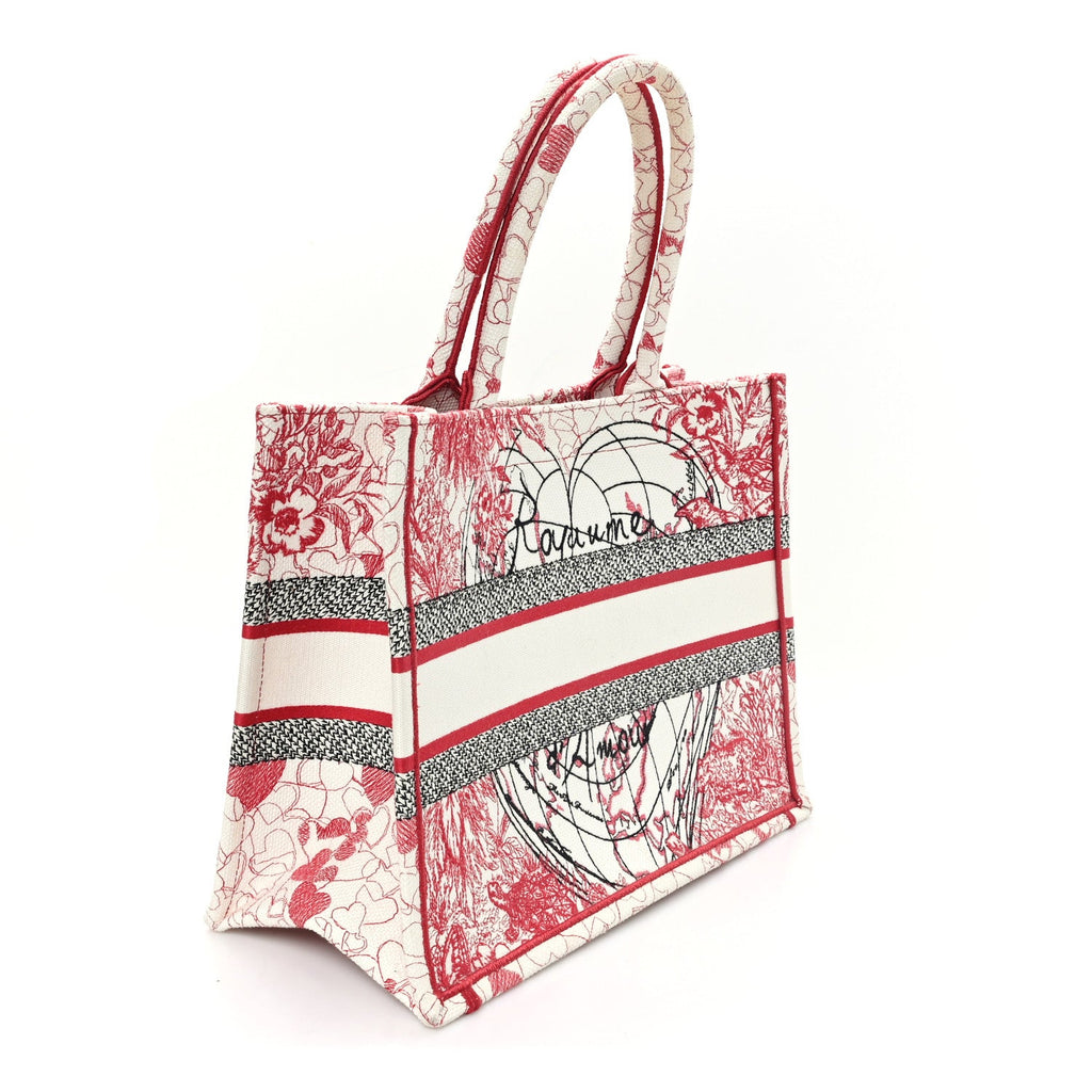 Canvas Embroidered Medium Dioramour D-Royaume Book Tote Red Multicolor £¨ Direct shipment via from wholesalehk.shop