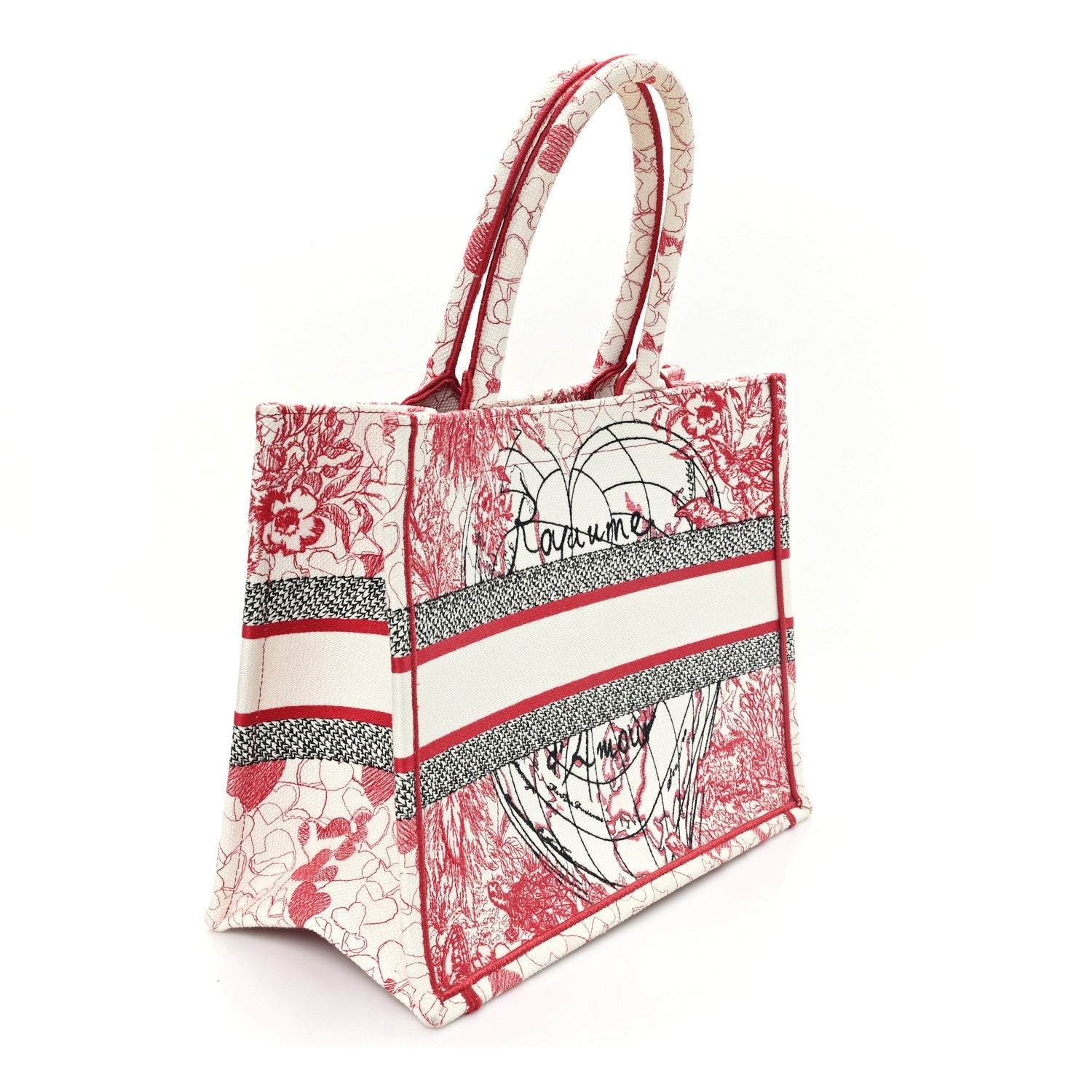 Canvas Embroidered Medium Dioramour D-Royaume Book Tote Red Multicolor £¨ Direct shipment via from wholesalehk.shop