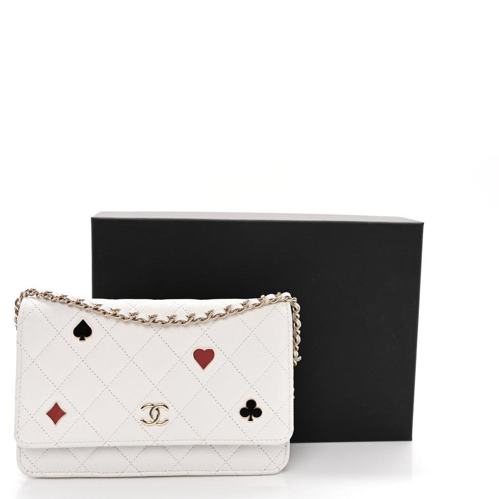 Caviar Quilted Enamel Coco Casino Wallet On Chain WOC White wholesalehk.shop