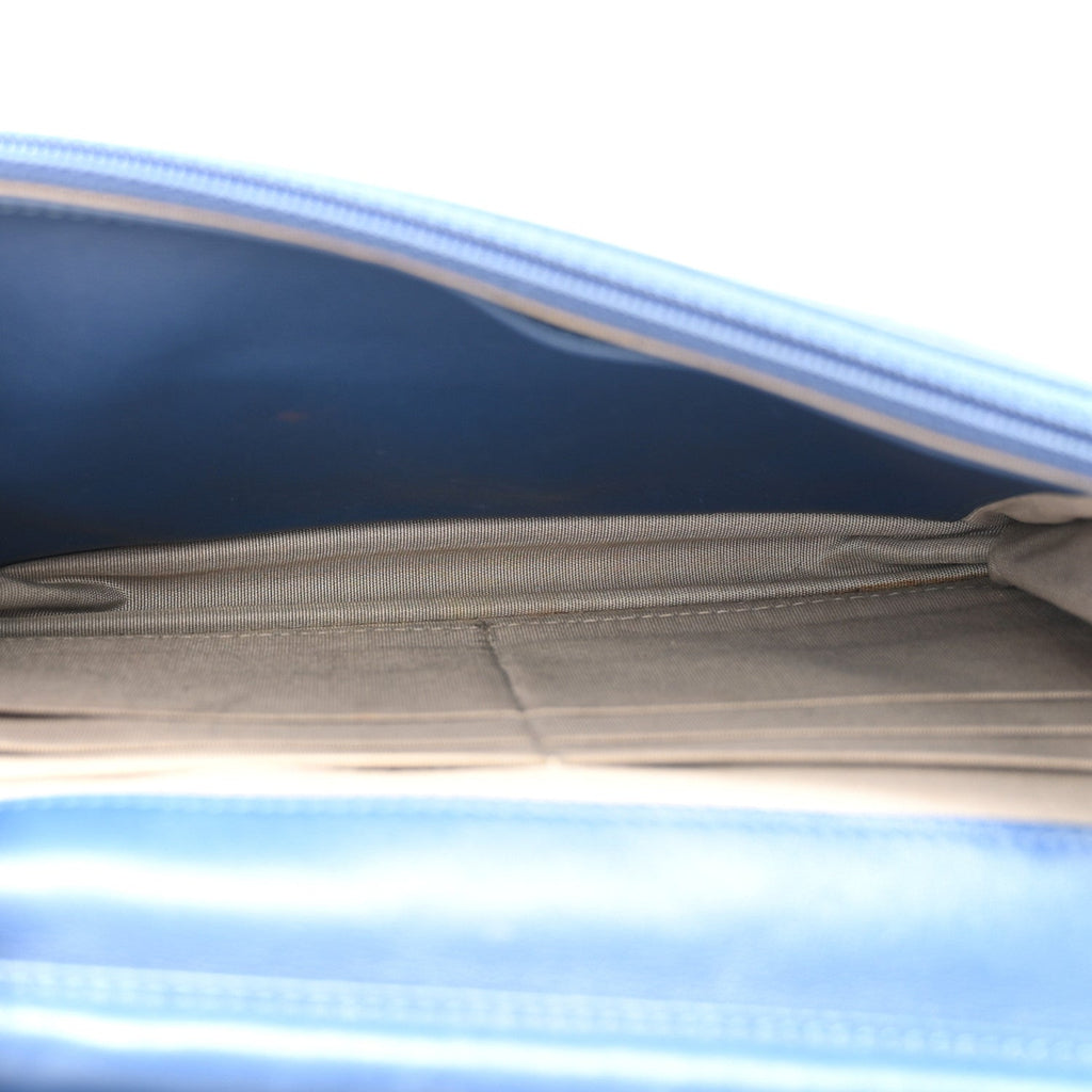 Patent Quilted Brilliant Wallet On Chain WOC Blue wholesalehk.shop