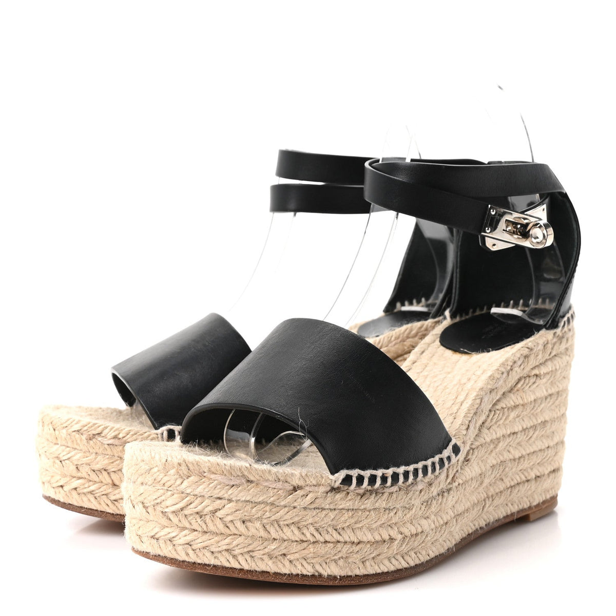 Calfskin Tipoli Espadrille Wedges 38 Black wholesalehk.shop