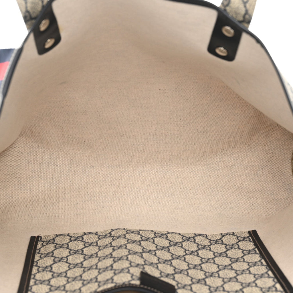 GG Plus Monogram Medium Signature Web Loop Tote Navy wholesalehk.shop