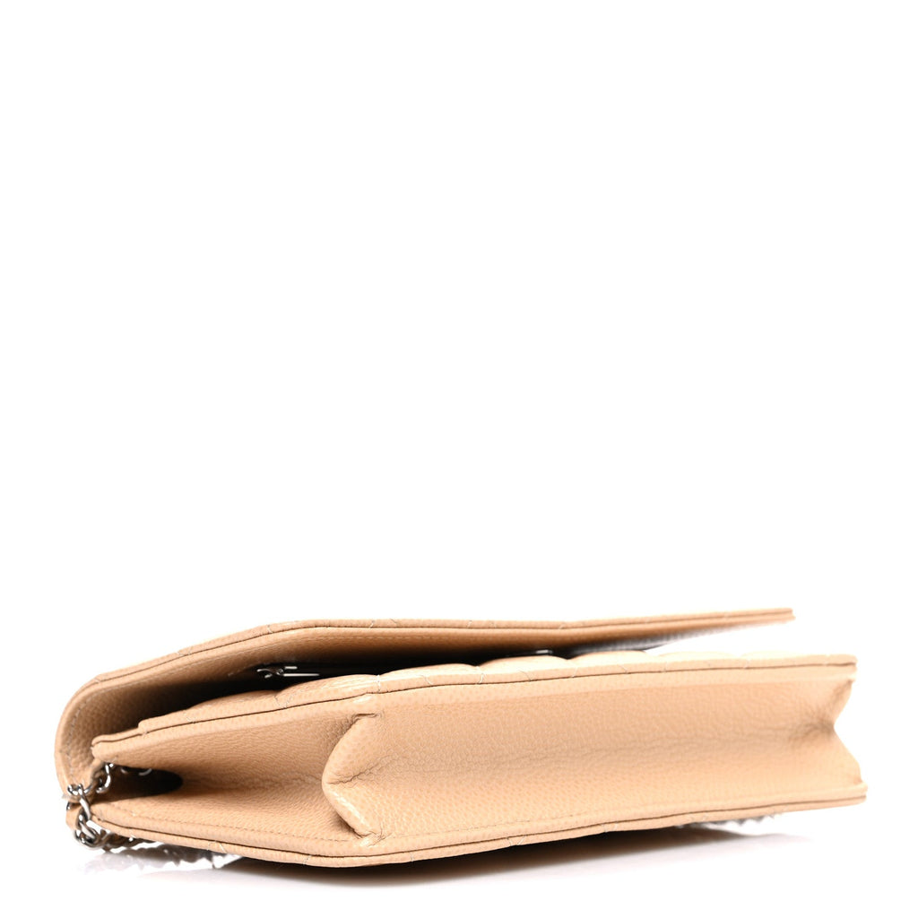 Caviar Quilted Wallet on Chain WOC Beige wholesalehk.shop