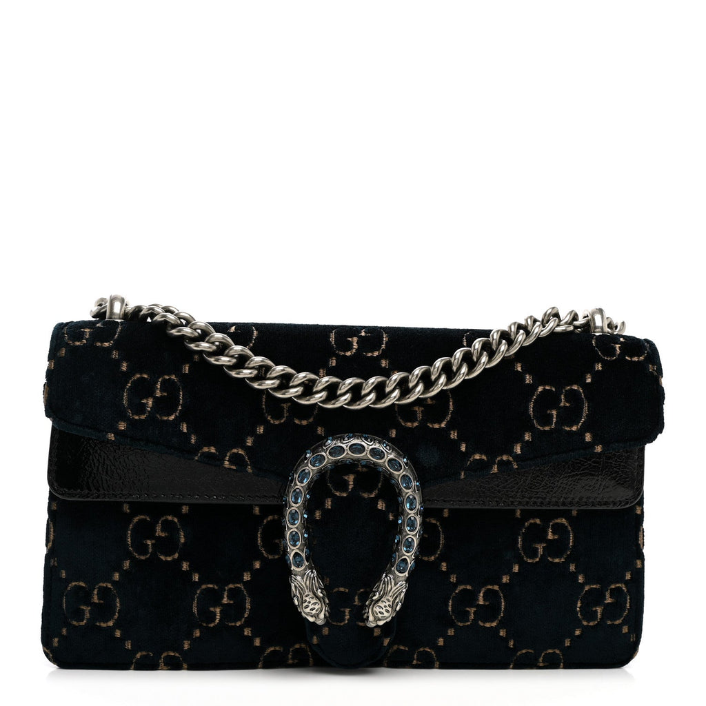 Velvet Skipper Crystal GG Monogram Small Dionysus Shoulder Bag Blue Beige Black wholesalehk.shop