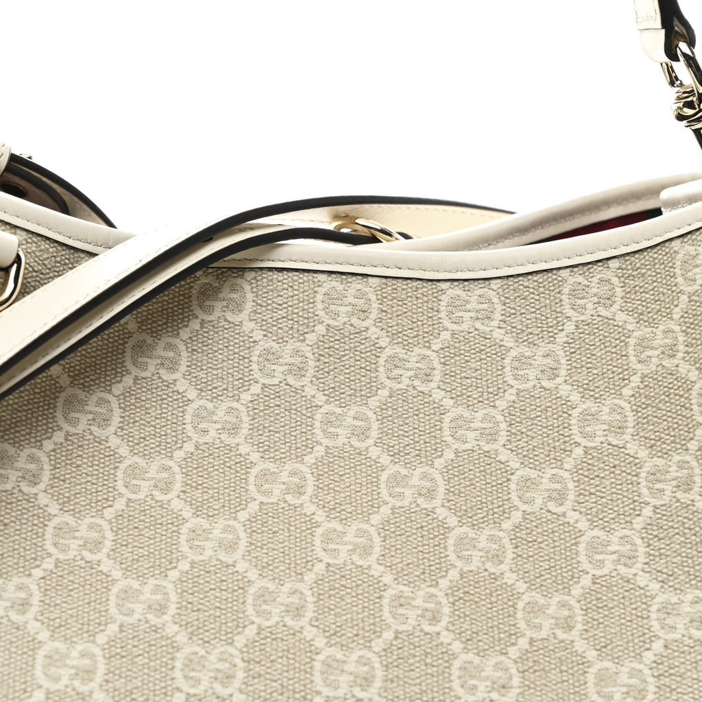 GG Supreme Monogram Medium Emblem Bucket Bag Beige White wholesalehk.shop
