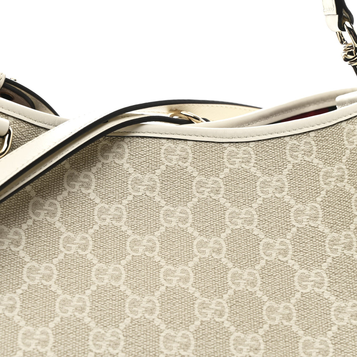 GG Supreme Monogram Medium Emblem Bucket Bag Beige White wholesalehk.shop