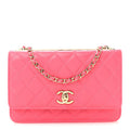 Lambskin Quilted Trendy CC Wallet On Chain WOC Pink wholesalehk.shop