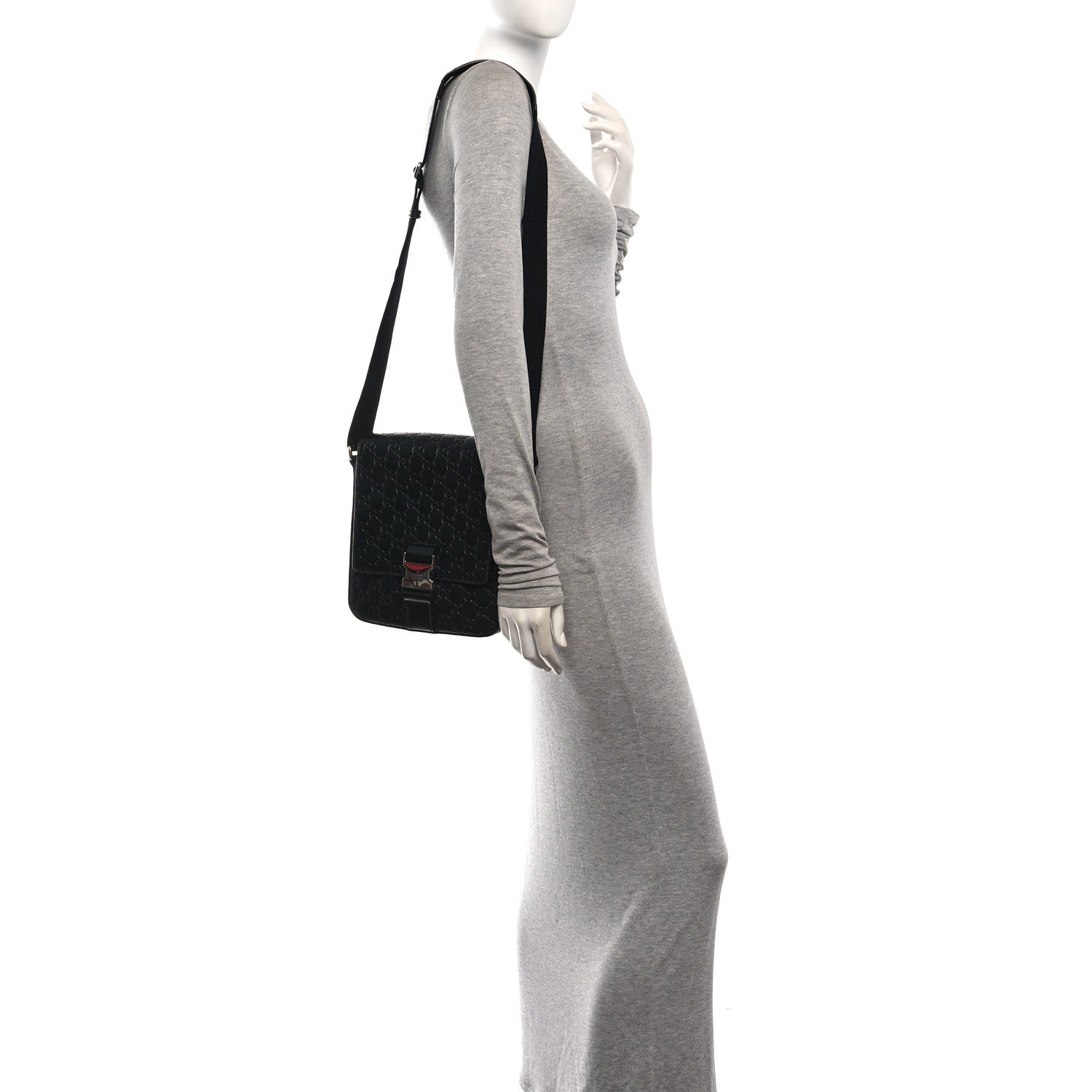 Guccissima Signature Single Buckle Flap Messenger Bag Black £¨ Direct shipment via from wholesalehk.shop