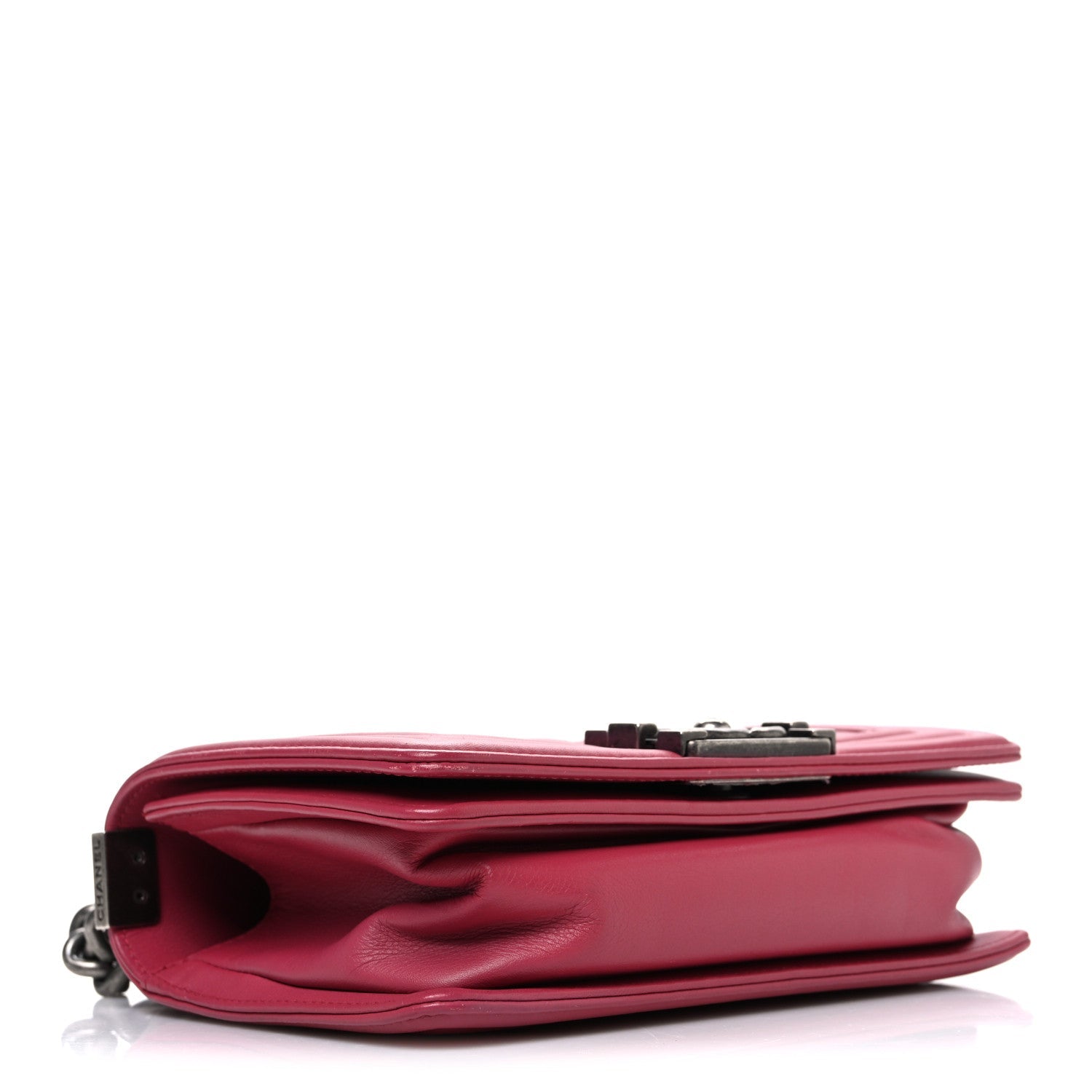 Calfskin Quilted Small Boy Flap Dark Pink wholesalehk.shop