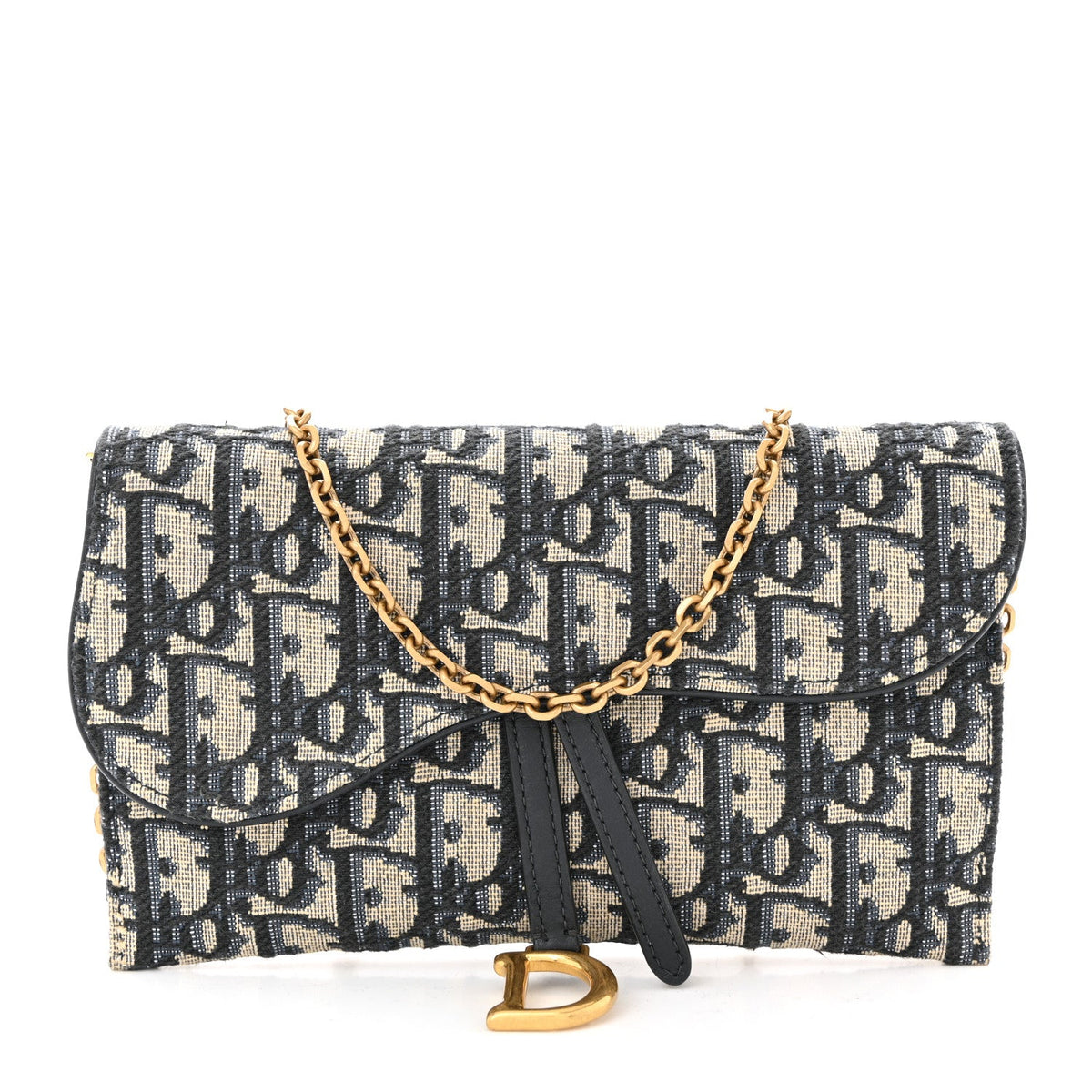 Oblique Saddle Chain Long Wallet Blue wholesalehk.shop