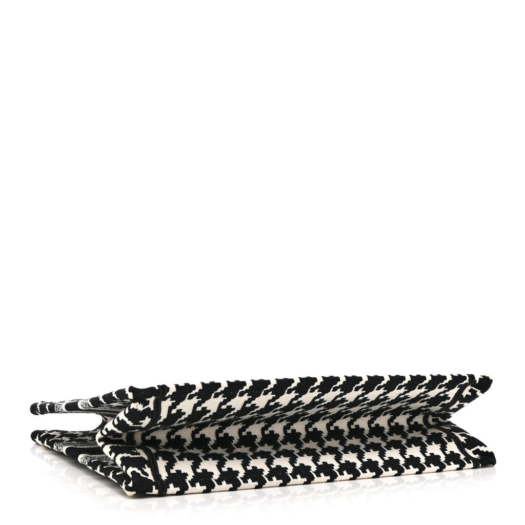 Canvas Houndstooth Embroidered Medium Book Tote Black White £¨ Direct shipment via from wholesalehk.shop
