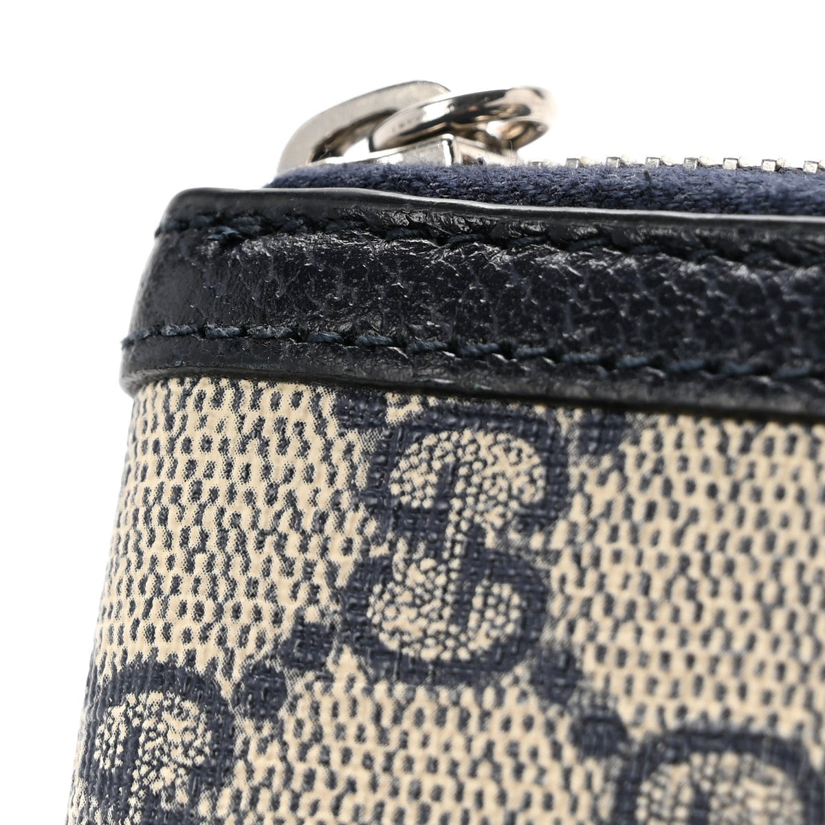 GG Supreme Monogram Textured Dollar Calfskin Web Ophidia Zip Around Wallet Beige Blue wholesalehk.shop