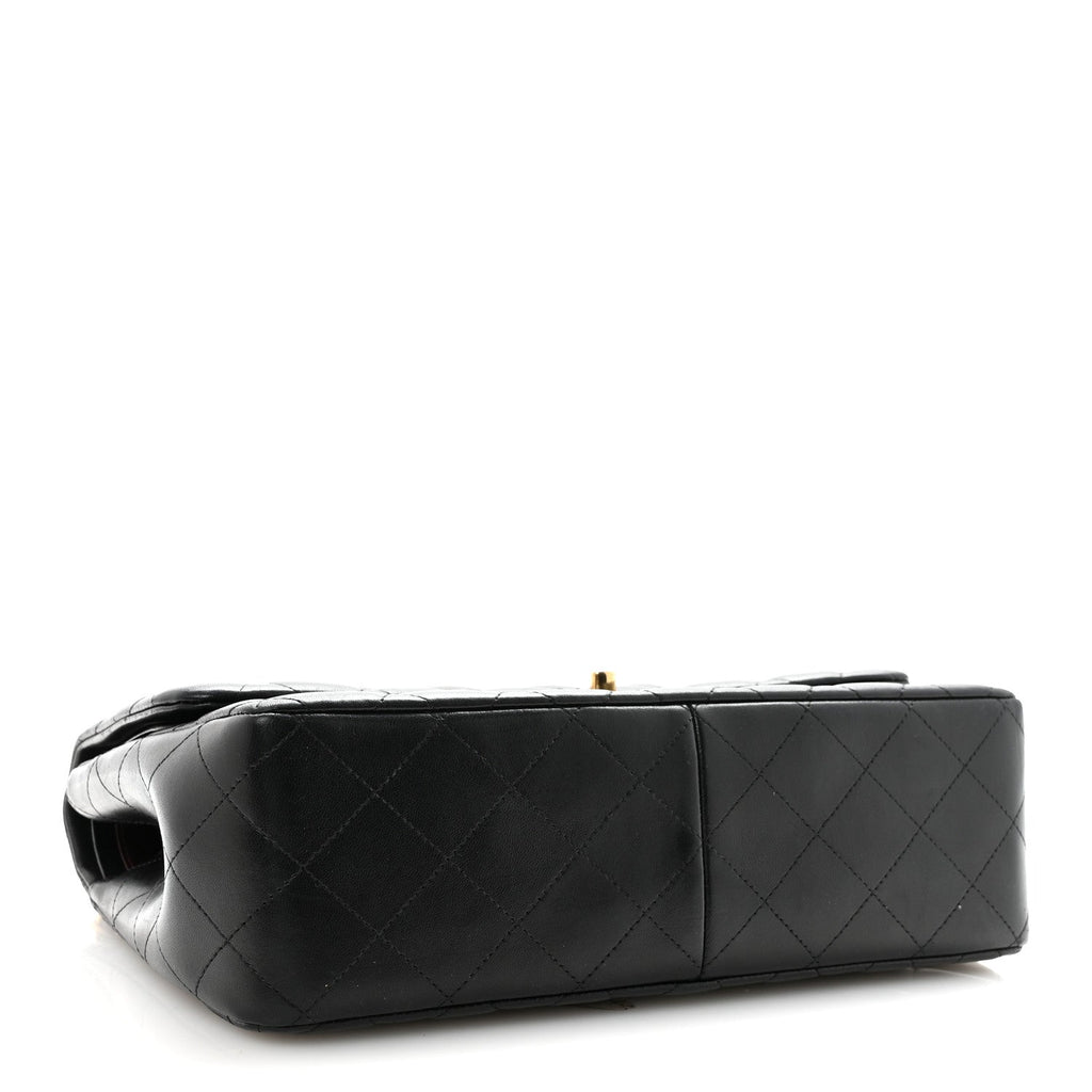 Lambskin Quilted Jumbo Double Flap Black wholesalehk.shop