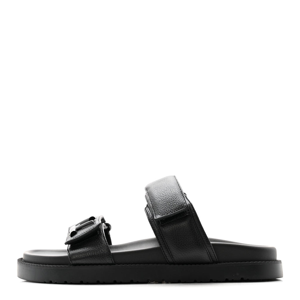 Grained Calfskin Sunset Comfort Flat Sandals 38 Black £¨ Direct shipment via from wholesalehk.shop