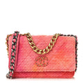 Wool Tweed Lambskin Quilted Chanel 19 Wallet On Chain WOC Coral Pink wholesalehk.shop