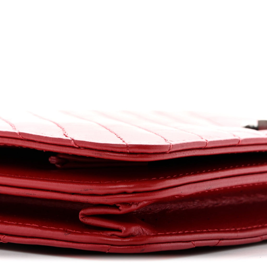 Glazed Calfskin Quilted Coco Boy Wallet On Chain WOC Red wholesalehk.shop