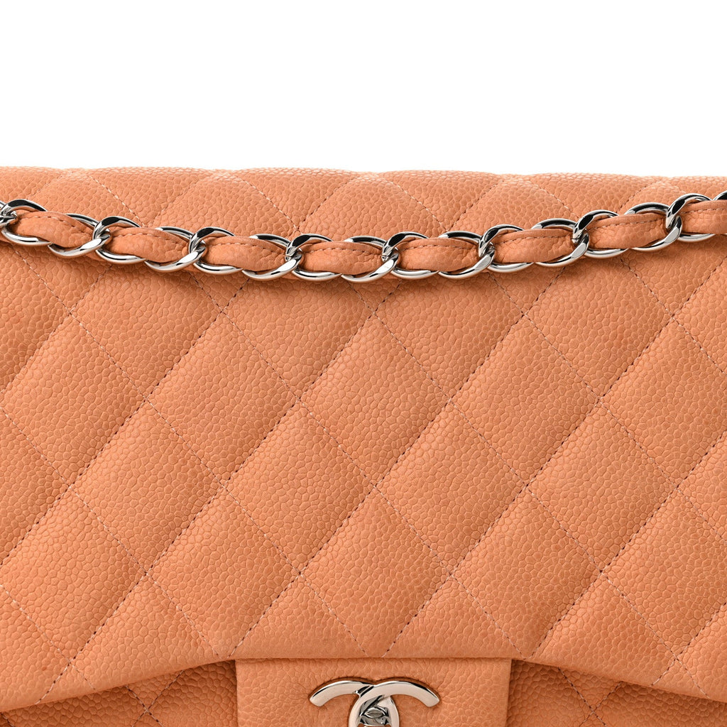 Iridescent Caviar Quilted Jumbo Double Flap Dark Beige wholesalehk.shop